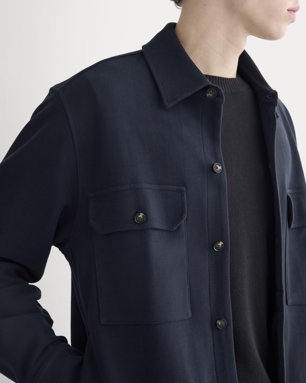 Relaxed Knit Utility Shirt | Navy - Image 3