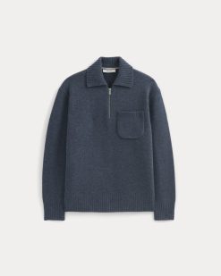 Alternative view of Luxe Merino Quarter-Zip Pullover | Heather Midnight Navy