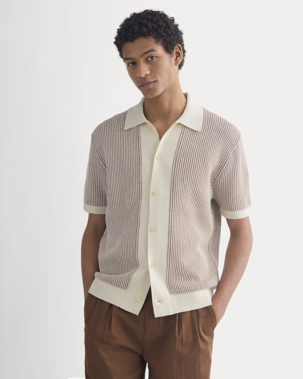 Button-Down Resort Polo | Birch/Brown - Image 3