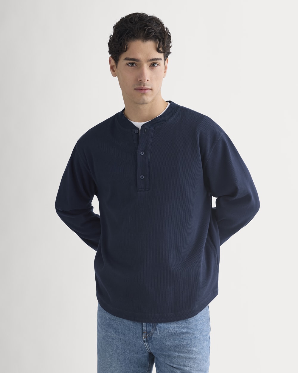 Vintage Rib Henley | Navy - Image 6