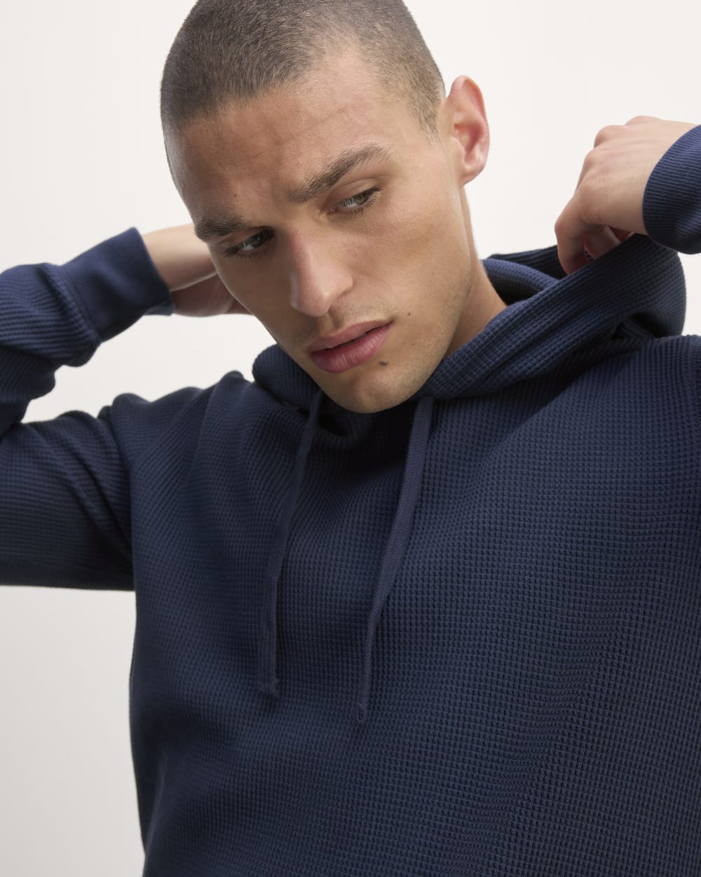 The Waffle-Knit Hoodie | Navy - Image 4