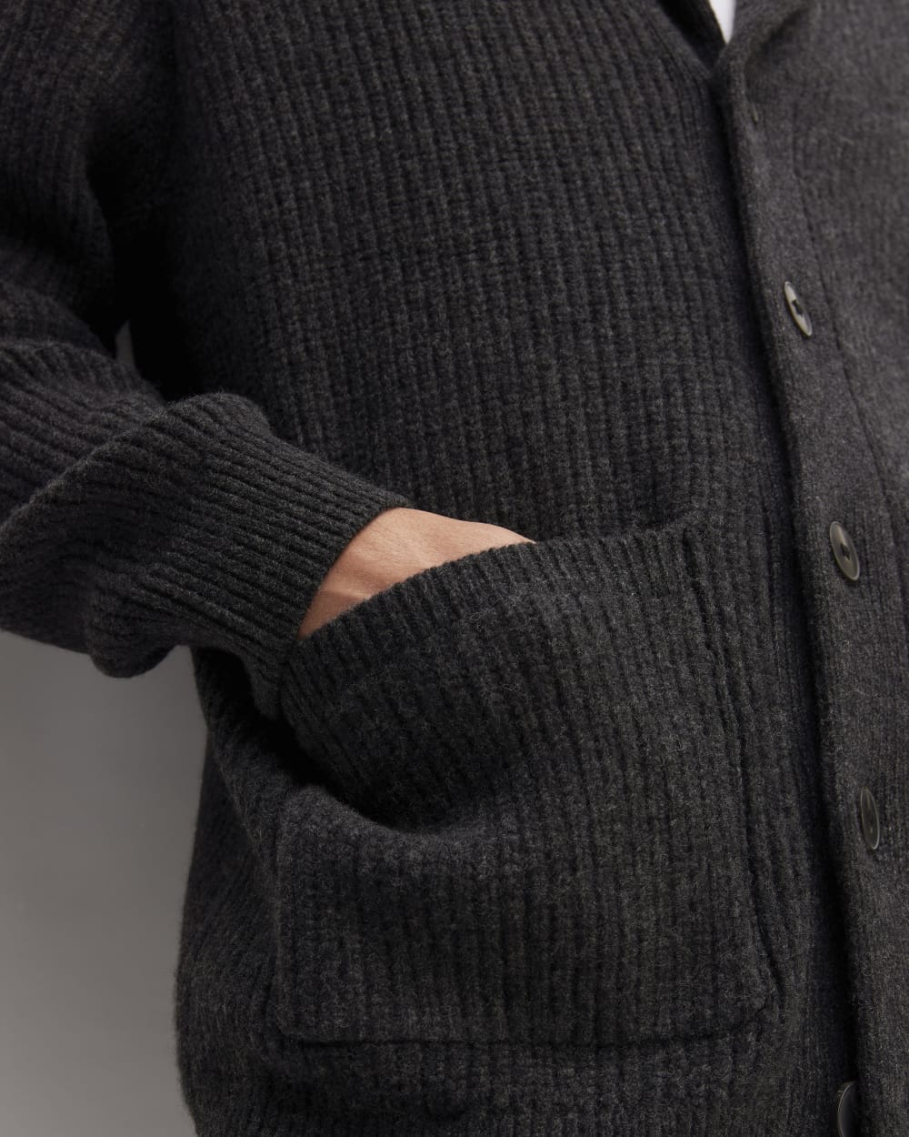 The Felted Merino Shawl Collar Cardigan | Charcoal - Image 5