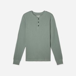 Alternative view of The Waffle Long-Sleeve Henley Tee | Lily Pad