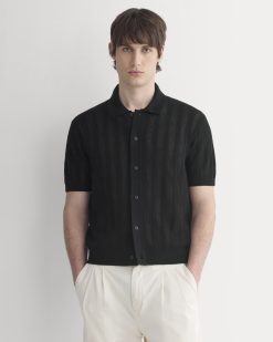 Textured Knit Resort Shirt | Black