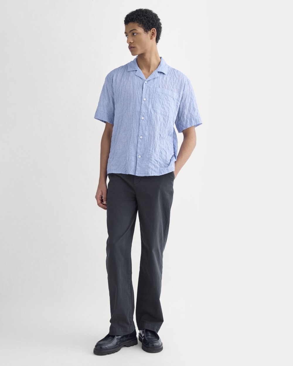 Textured Voile Resort Shirt | Open Air Plaid - Image 3