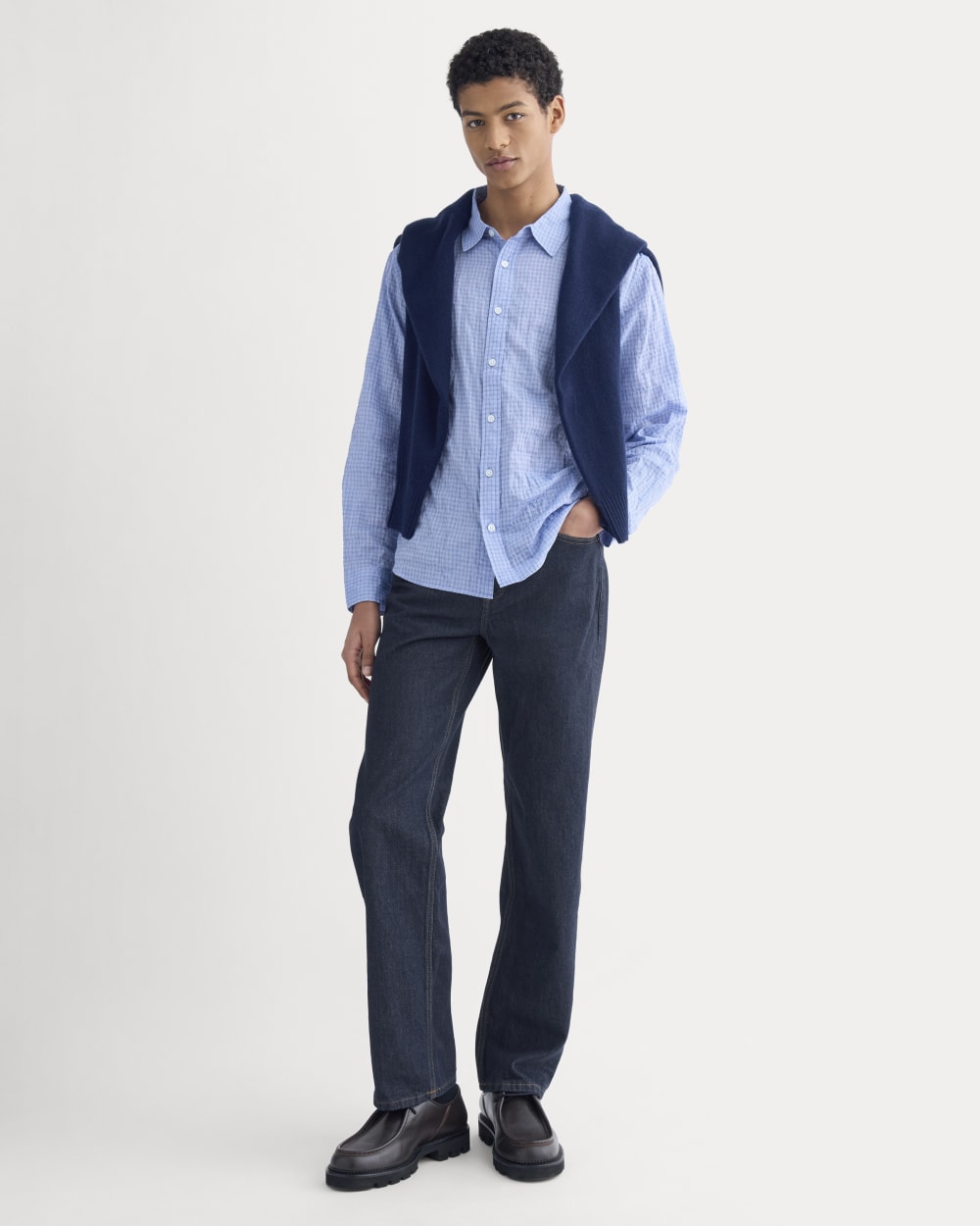 Textured Voile Button-Up Shirt | Open Air Plaid - Image 3