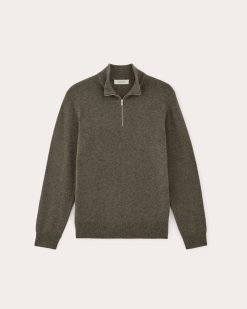 Alternative view of The Quarter-Zip in Cashmere | Heathered Army Green