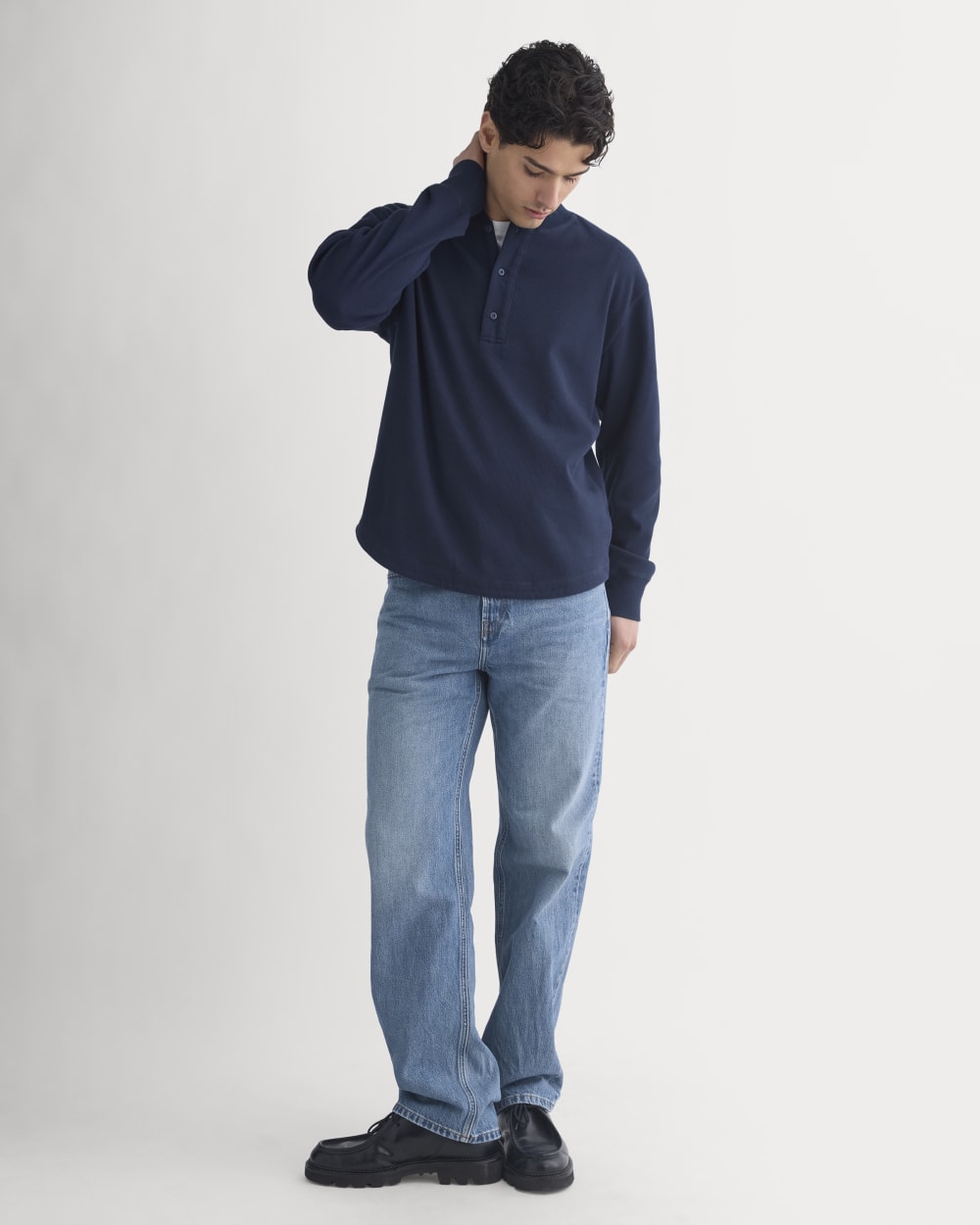 Vintage Rib Henley | Navy - Image 4