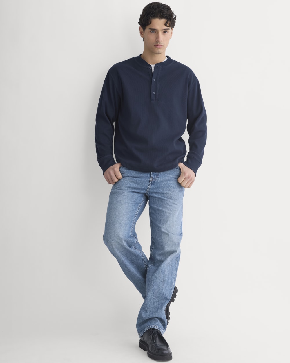 Vintage Rib Henley | Navy - Image 3