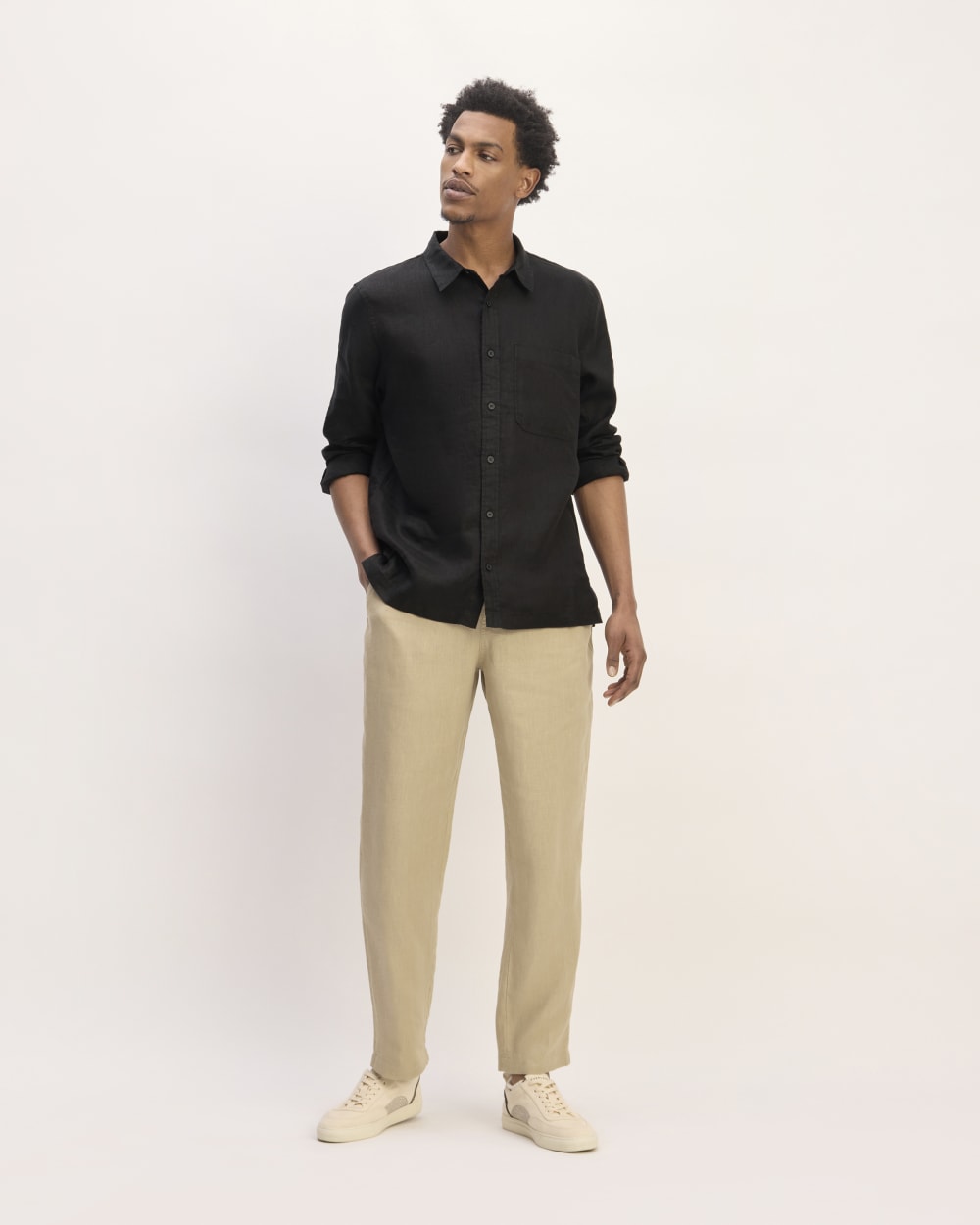 The Linen Straight Hem Shirt | Black - Image 3