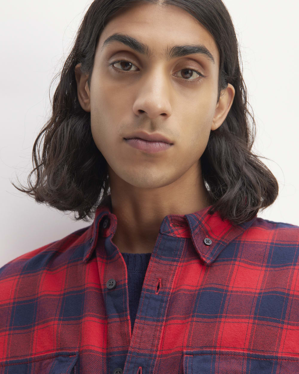 The Brushed Flannel Shirt | Haute Red / Bellwether Blue - Image 4
