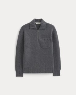 Alternative view of Luxe Merino Quarter-Zip Pullover | Heathered Charcoal