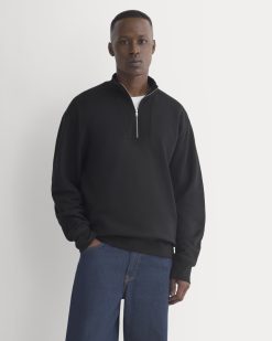 Lightweight Terry Zip Pullover | Black