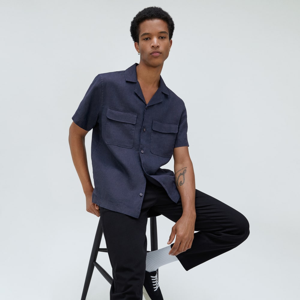 The Resort Shirt in Linen | Deep Navy - Image 6