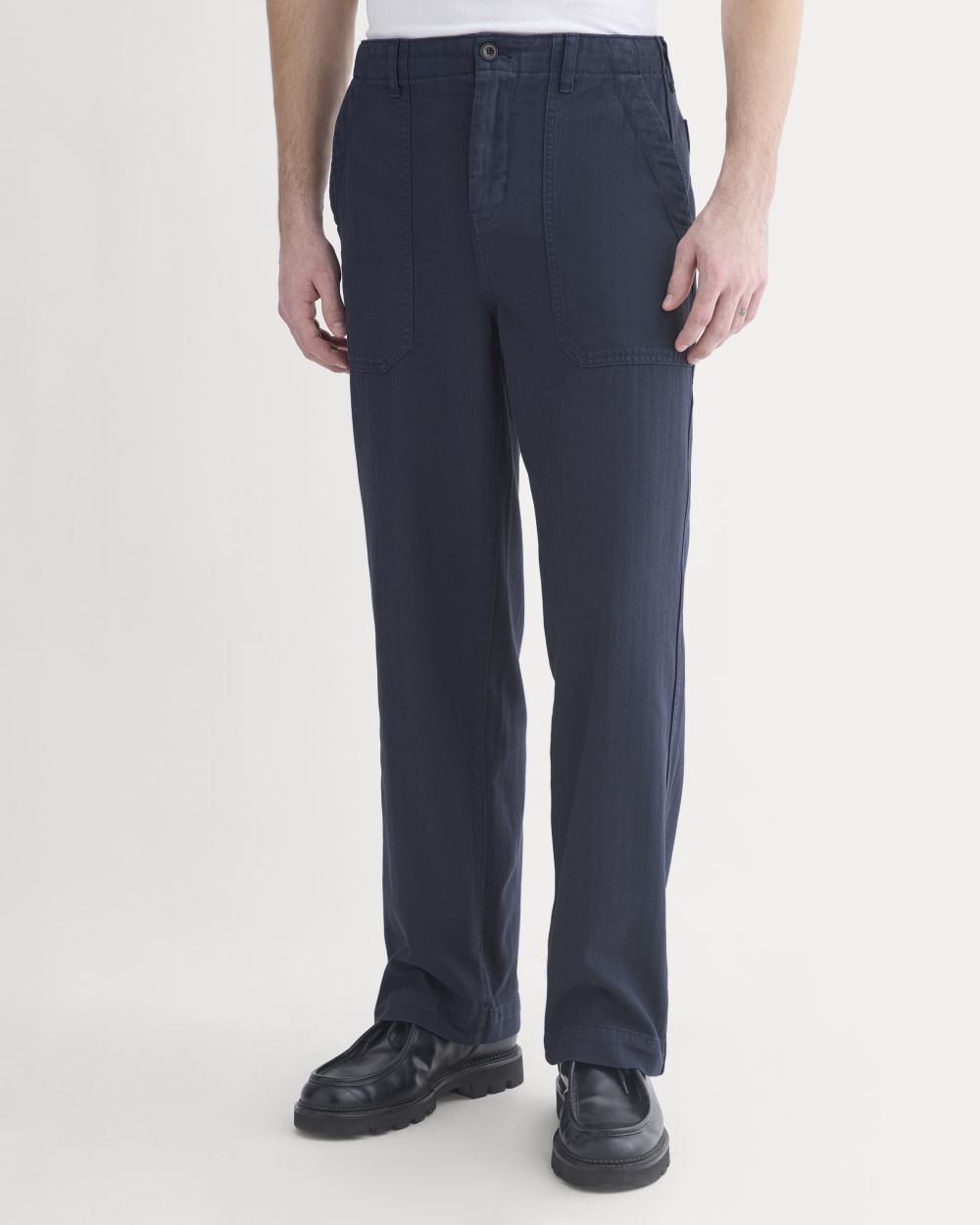 Relaxed Herringbone Fatigue Pants | Deep Navy - Image 4