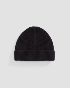 Alternative view of The Cashmere Fine Rib Beanie |  Black