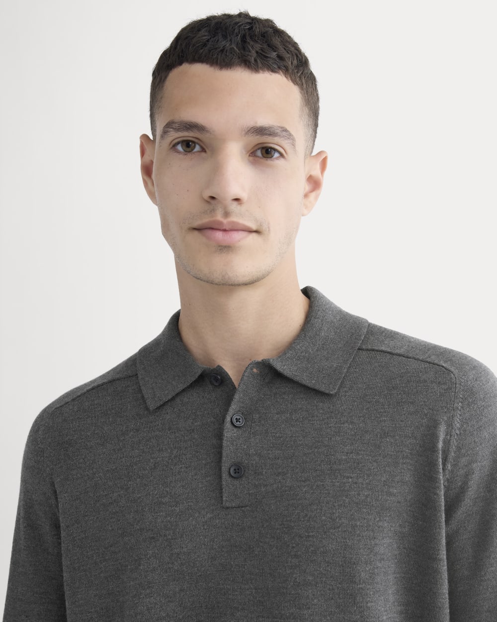 Ultrasoft Polo Sweater | Heather Mid Charcoal - Image 4