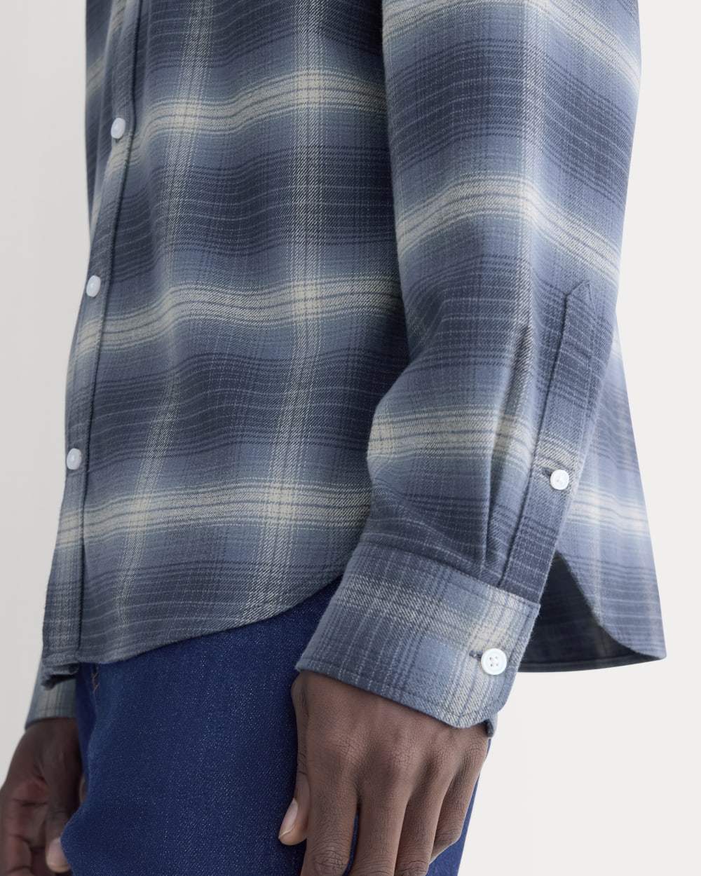Brushed Flannel Shirt | Blue Ombre Plaid - Image 4