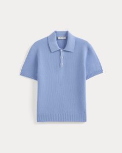 Alternative view of Seed Stitch Polo | Open Air Blue