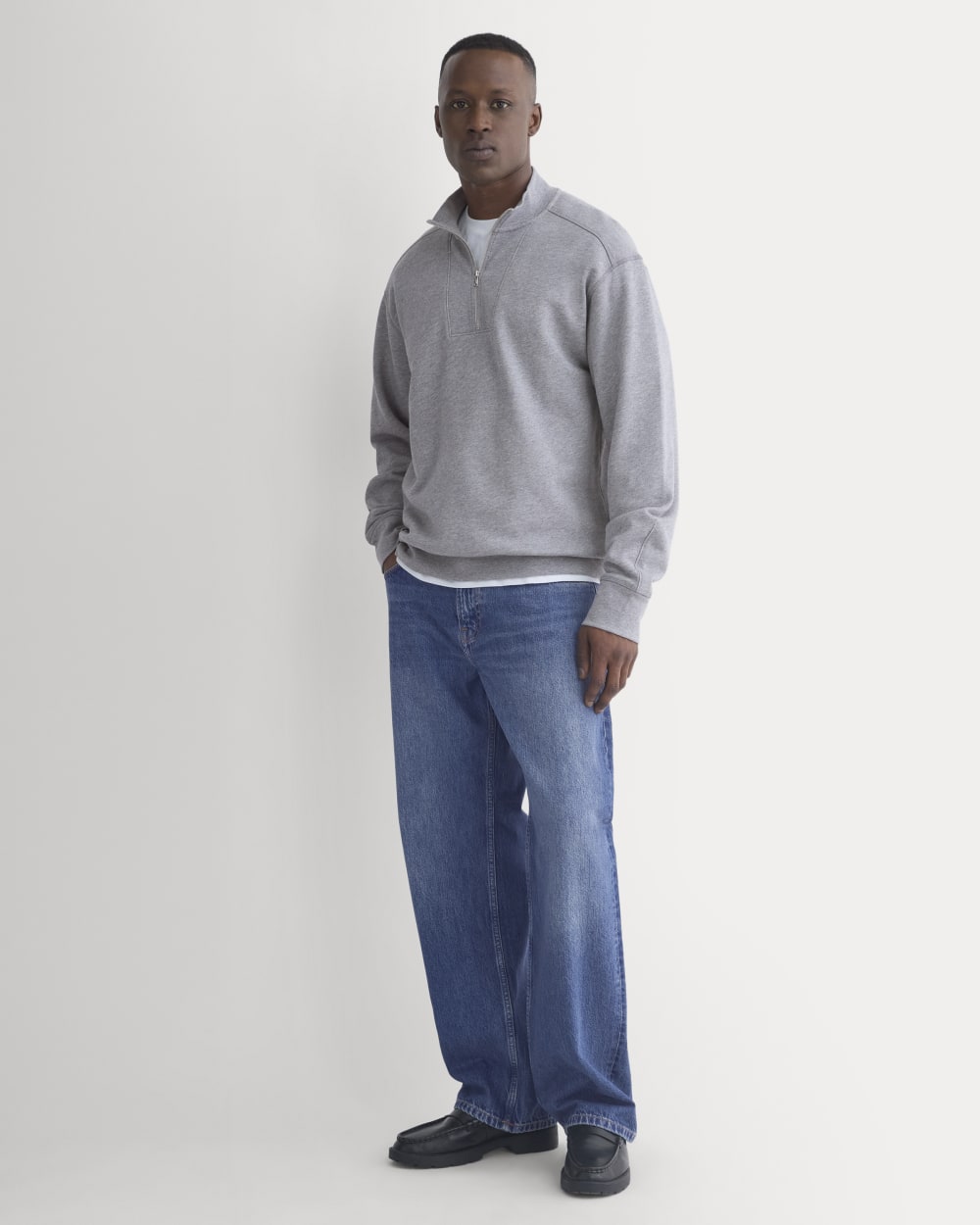 Lightweight Terry Zip Pullover | Vintage Heather Grey - Image 3
