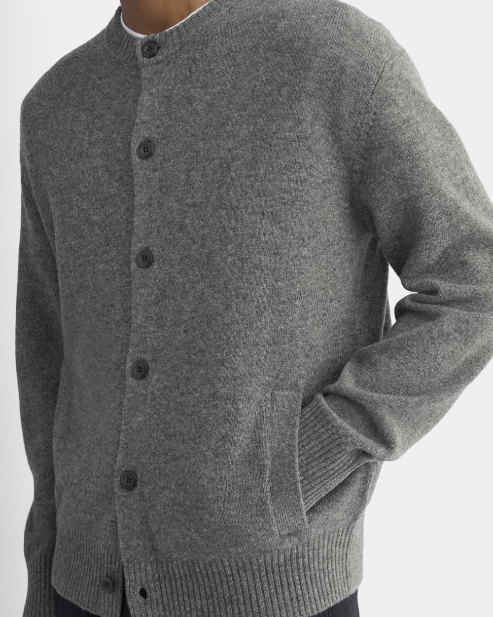 Luxe Merino Crew Cardigan | Heathered Charcoal - Image 4