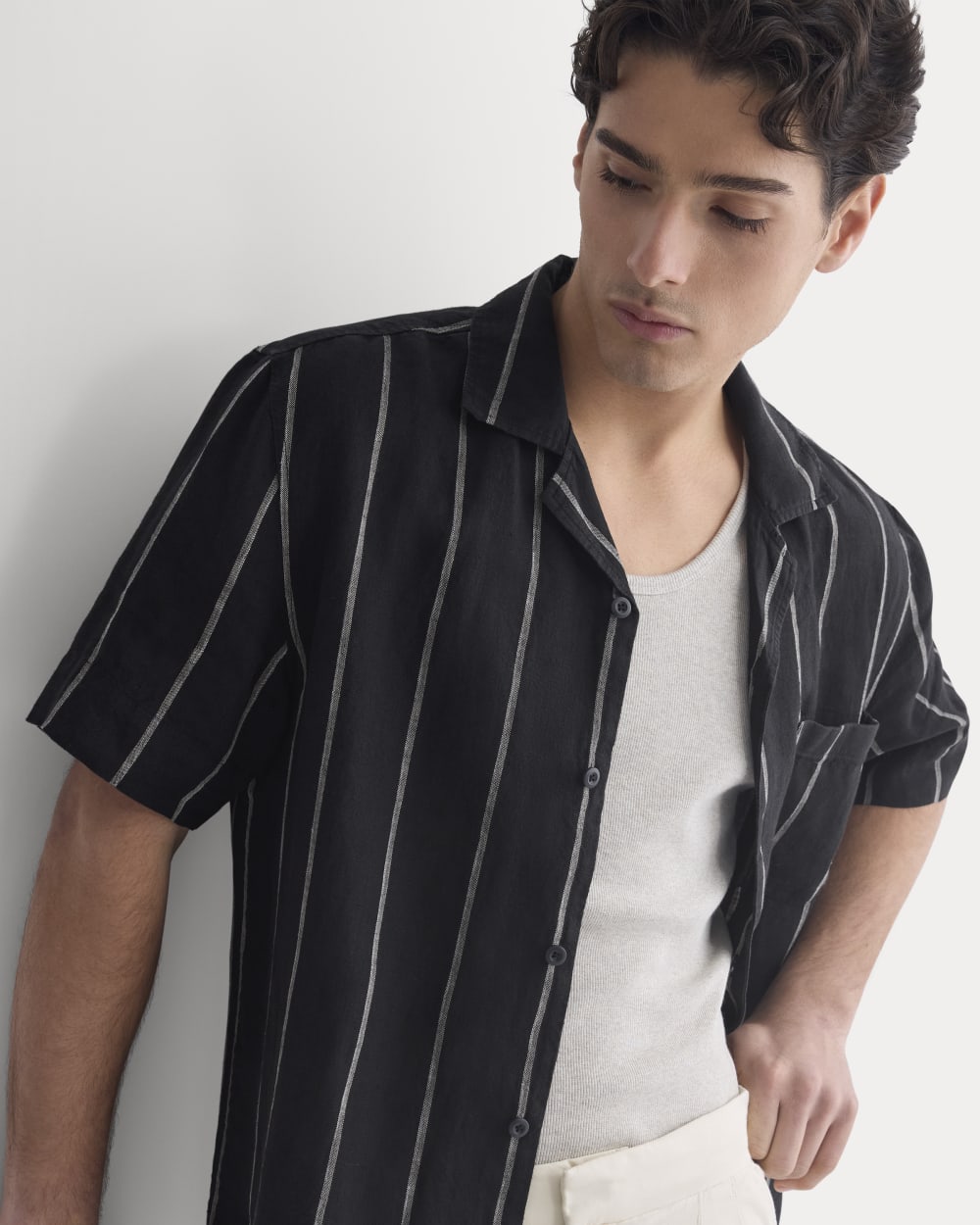 Linen Resort Shirt | Black / Bone - Image 5
