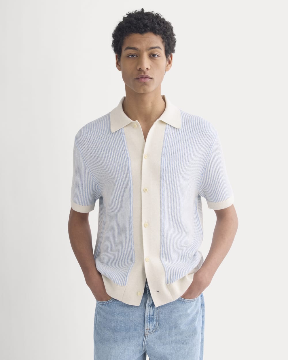 Button-Down Resort Polo | Light Heathered Oat/Open Air - Image 3